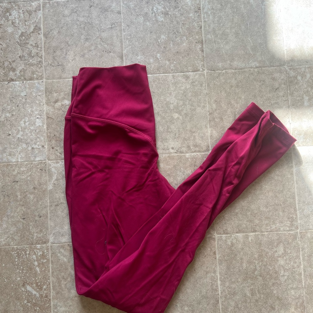 Red Streamlined Leggings with Velvet Sheen